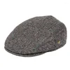 Boinas Ivy Boné Herringbone Flat Caps 50% Lã Tweed Scally Cabbie Hat SboyCap Bunnet Paddy Dai Cheese-cutter Driving HatsBoinas Oliv22