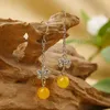 Long Tassel Chalcedony Butterfly Dangle örhängen för kvinnor retro lyxiga charm örhängen kvinnlig fahion eleganta smycken gåvor