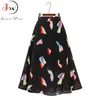 Vintage-Chiffonröcke mit Blumendruck für Damen, Sprint, Sommer, koreanisch, A-Linie, rosa Streetwear, hohe Taille, Damen-Midirock 220317