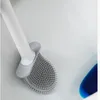 Nouveau Design Détachable TPR Prix Pas Cher Mural Noir Silicone Salle De Bain Brosse Toilette Nettoyant Avec Support Ensemble Cepillo De Bano De Silicona Montado En