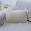 Pillow Case Cotton Linen Cushion Cover 30x50cm 45x45cm Pillow Beige Grey Blue Yellow Boho Style Tassles for Sofa BedHome Decorative 220714