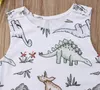 Baby Dinosaur Button Rompers Kinderkleding Paradijs Gedrukte jumpsuits Klimmen Kleding jongens en meisjes mouwloze ronde nek
