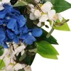 装飾的な花の花輪独立記念日アジサイで飾られたガーランドの葉の弓の葉の歓迎ドアサインの花輪すべての季節