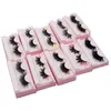 22~25mm 3D Mink Colored Eyelashes Colorful 100% Mink Lashes Pink Blue Red White False Eyelash Natural Dramatic Fluffy Soft Eye Lash with Color End for Party