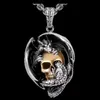 Винтажный серебряный цвет кулон с топором льва и дракона в стиле панк, властный 3d череп, массивное ожерелье для женщин и мужчин, ювелирные изделия викингов9532672