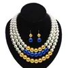 Chokers Three Layers Pearl Beads Women Necklace SET Sigma Gamma Rho SGR Bule Beaded JewerlyChokers Elle22