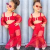 1 6Y Mode Kleinkind Baby Mädchen Sommer Kleidung Kinder Spitze Schulterfrei Mesh Tube Tops Maxi Röcke Kinder Trainingsanzug Outfit Sets 220620