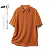 Men's Polos Men 2022 Spring Summer Short Sleeve Knitted Tees Men's Casual Turn Down Collar T-shirt Male Solid Color Loose Shirt A96Men's