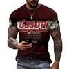 Summer Castrol retro 3D nadruk męski Tshirt street modny oneck krótki rękaw Ponagimailne tshirty luźne topy tee men unTATING 220607