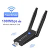 Network Adapters WiFi USB 3 0 Adapter 1300Mbps Dual Band 2 4GHz 5GHz Wi fi Receiver for PC Desktop Laptop Wireless Card 230206