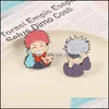 Pinsbrooches Biżuteria japońska m manga jujutsu kaisen emalia pin z klapą szpilki strzyki czapki hats plecak dekoracja akcesoria dhcv6