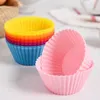 Silikon Kek Kalıp Yuvarlak Şekilli Muffin Cupcake Pişirme Kalıpları Mutfak Pişirme Bakeware Maker DIY Kek Dekorasyon Araçları C0418