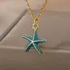 Pendant Necklaces Enamel Starfish For Women Fashion Yellow Dripping Oil Star Necklace Party Jewelry Choker Bijoux FemmePendant
