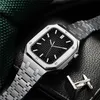 Voor Apple Watch Series 7 6 5 4 SE Luxe premium roestvrijstalen AP Modification Kit Protective Case Bandband Cover 44 mm 45 mm