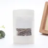 Beyaz Kraft Kağıt Zip Kilit Ambalaj Torbası Yeniden Yerleştirilebilir Fermuar Paket Depolama Kahve Paketleme Çöpleri 100 PCS Buzlu Çeviklik Penceresi5213654