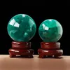 Dekorativa f￶rem￥l Figurer Naturlig fluorit Crystal Ball Ornament Green Spots Home Office DecorationDecorative