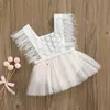 Vestidos de menina Vestido de bebê de verão para crianças crianças princesas garotas elegantes penas de penas de renda floral pérolas de pérolas de tule