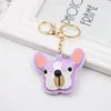 Bulldog Key Chains Ring Women Fashion Keychains Cartoon PU Leather Pendant Car Keys Holder Men Animal French Dog Bag Charm Keyrings Buckle Gifts Jewelry Accessories