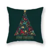 Christmas Red Green Pillow Cover Xmas Tree Elk Printing Pillowcase Peach Skin Pillow Cushion Covers Home Sofa Decoration BH7225 TYJ