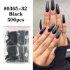 500pcs bag Long Coffin Stiletto Fake Nails ABS Design Ballerina Nail Art Tips Clear Natural Candy Color 220716