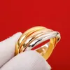 2022 Pure 925 Sterling Silver Band Ring Party Jewelry Three in One Women Men Par Famous Brand Marking Signature Finger Ring