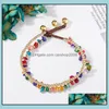 Anklets Jewelry Bohemian Style Natural Gravel Stone Anklet Double-Layer Retro Bell Hand Woven Beaded Foot Chain 6 Colors Drop Delivery 2021