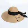 Elegant Ladies Black Wedding Hat Floppy Sun Protection Hats For Women Large White Beach Hats Wholesale G220301