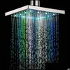 Waterval LED Douchekop Temperatuursensor 7 kleuren Licht Verander vierkant plafond regenval douchekop badkamer accessoires drop levering 202