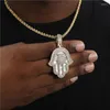 Ketten Hamsa Hand Anhänger Halskette Frauen Männer Iced Out CZ Gold Farbe Von Fatima Choker Islamischen Schmuck Ketten Godl22