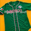 NA85 Toppkvalitet 1 Custom Mexico Jersey White Green Stitched Baseball Jersey Size S-4XL