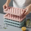 33 Grid Round Ice Mould Tools Plastic Ice Cubes Tray Cube Maker Food Grade Household With Lid Ices Box Mold SN4330