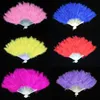 10 Couleurs Pliant Plume Fan Party Décoration Main Vintage Style Chinois Danse De Mariage Artisanat Plumes Duveteuses Pliable Danse Fans C0801x16