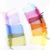 50pcs 7x9 9x12 10x15 Organza Jewelry Bags Gift Engagement Wedding Party Decoration Drawstring Packaging Pouches