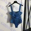 Denim maillot de bain femmes une pièce Bikini marque dernières dames maillot de bain bandeau mode fronde maillot de bain