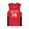 男性Moive Wildcats 14トロイボルトンジャージーバスケットボール高校チームカラーブラックミシンカレッジ通気性ピュアコットンスポーツオールステッチ品質