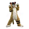 Halloween Long Fur Furry Brown Husky Dog Mascot Costumes Högkvalitativ tecknad Mascot Apparel Performance Carnival Adult Size Promotional Advertising Clothings