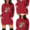 Damen-Kapuzenpullover, Sweatshirts, Stil mit Kapuze, Rundhalsausschnitt, lässiger europäischer und amerikanischer roter Pullover
