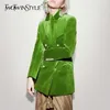 TWOTWINSTYLE Blazer da donna elegante con intaglio manica lunga doppio petto tasca abiti femminili abbigliamento autunno moda nuovo 201106