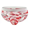 Gentlman's Charming Underwears Piuma stampata in pizzo resistente Mutande da uomo Sexy Abbastanza Mix-Color Slip T220816