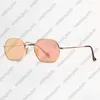 Femme lunettes de soleil octogonales mode femmes lunettes de soleil hommes lunettes de soleil cadre doré rose miroir protection UV lentilles en verre avec Leathe306D