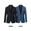 Homens azuis blazers trabalho escritório homens smoking para ocasiões formais bolsos casaco blazers masculino personalizado negócios fino blazers 220801