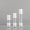 15ml 30ml 50ml Bottiglie per pompa per lozione senz'aria in plastica PP satinata con coperchio bianco per lozione per siero per la cura della pelle Contenitori cosmetici ricaricabili da viaggio