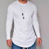 秋の冬Tシャツの男性長袖男性TシャツSlims O-Neck Solid ClothingTシャツ通りカジュアルコットンプルオーバーL220704