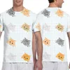 Camisa de camisetas masculinas para homens, rosa romântico casual Flores florais estilo rústico manga curta camisetas gráficas 3D de tamanho grande
