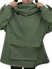 Осенняя зимняя лягушка капюшона для женщин толстовка с твердым цветом с шлифованием кармана повседневная мода ленивая шерсть в виде топа 220815