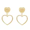 Double Heart Shape Drop Dangle Earrings for Women Lady Wedding Party Gold Plated Jewelry