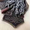 95AA Viking Berserker Double Axe Plaque Resin Statue Ornament Vintage Warrior Valhalla Sculpture Figurine Wall Decoration for 22078705716