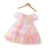 Девушки-галстук-платья детская дизайнерская одежда принцесса радужное марлейское платье платье лету