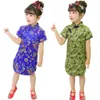 Kwiatowa dziewczynka Qipao jedwabisty sukienka Dzieci Chi-pao cheongsam chiński noworoczny kostium ubrania dla dzieci sukienki ślubne 2-16 2322S