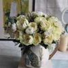 Decorative Flowers & Wreaths Lot Artificial Silk Peony Flower Bouquet For Bride Home Wedding Decoration European Vase Table Arrangement Fake